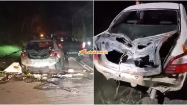 gajah mengamuk di gerik hentak kereta mangsa selamatkan diri