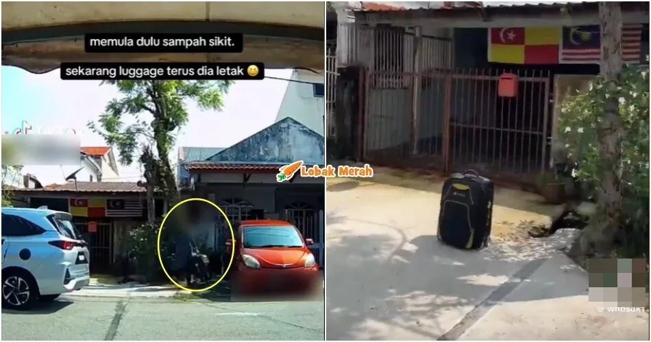 “Luggage terus dia letak” – Selamba Buang Sampah Depan Rumah Jiran, Netizen Pelik Sikap Individu