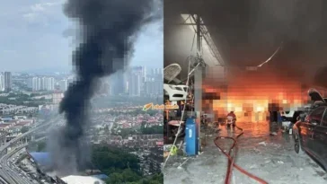 kebakaran bengkel motosikal dan kereta