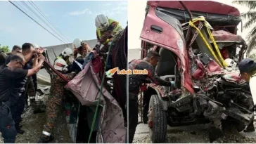 rintihan pemandu trak ketika masih sedar