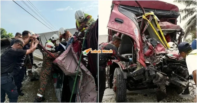 rintihan pemandu trak ketika masih sedar