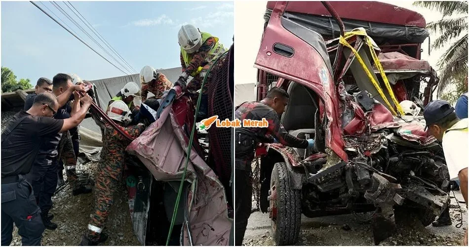“Tolong encik, tolong selamatkan saya” – Bomba Sebak Dengar Rintihan Pemandu Trak FRU Ketika Masih Sedar