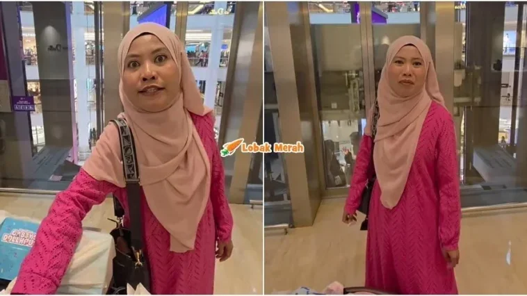 wanita bawa stroller bengang kemudahan lif