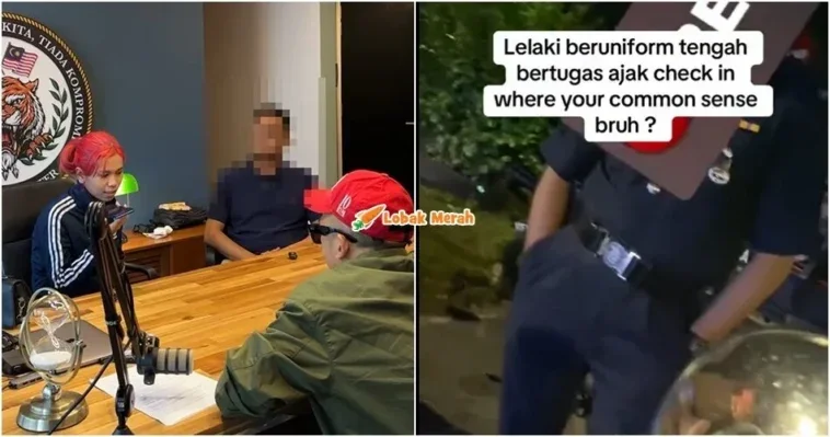 anggota polis ajak wanita check in bersemuka mohon maaf