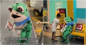 kanak kanak minta sedekah kostum katak