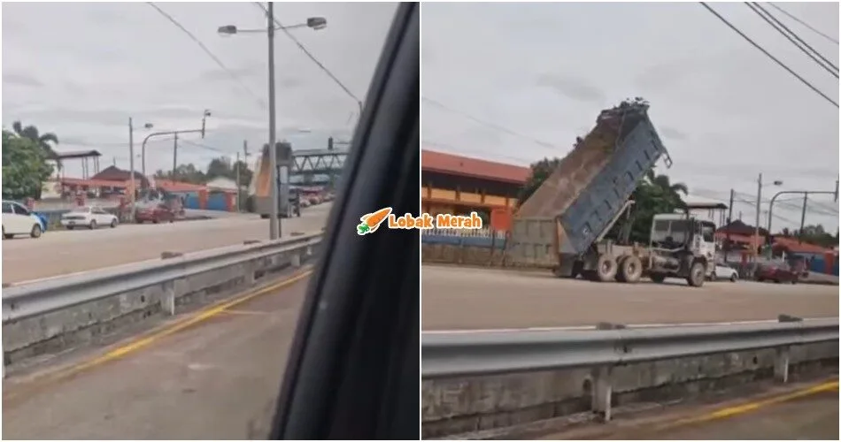 Lupa Turunkan ‘Bucket’, Lori Pasir Langgar Kabel Elektrik Hingga 3 Tiang Tumbang