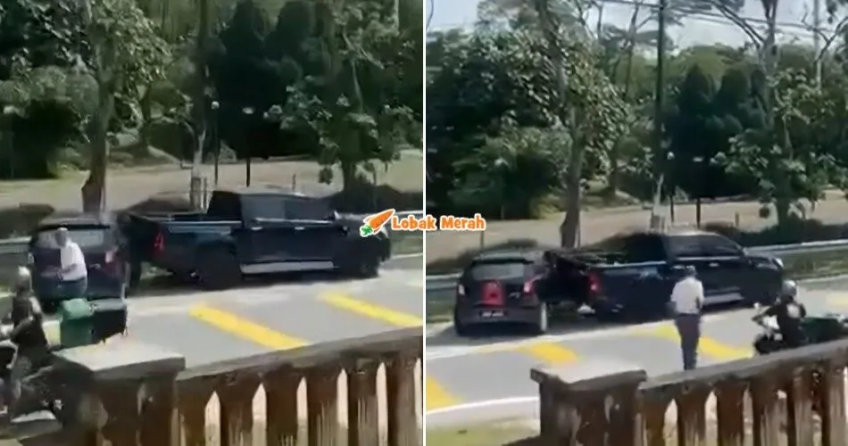 Pemandu Hilux ‘Naik Angin’ Hentam Axia Gara-gara Pandu Perlahan
