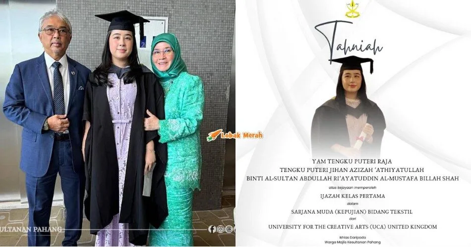 Anakanda Sultan Pahang, Tengku Puteri Jihan Berjaya Raih Ijazah Kelas Pertama Dalam Sarjana Muda Bidang Tekstil