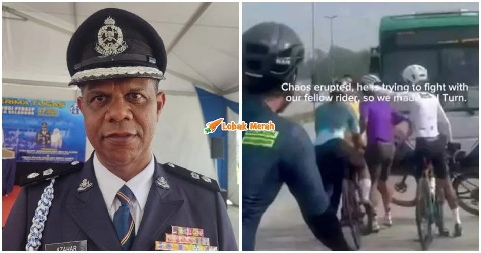 Polis Giat Kesan Penunggang Basikal Halang Laluan Bas