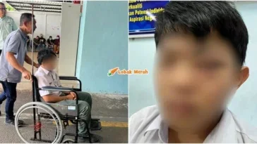 pelajar ditumbuk di hadapan guru