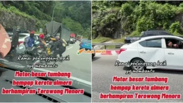 pemandu tenang kereta kena hempap motor