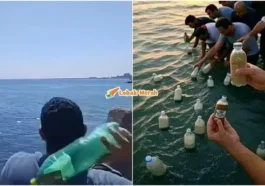 warga mesir hanyur botol ke laut untuk penduduk gaza