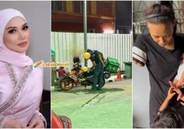 anzalna abang rider tukar lampin anak atas motor
