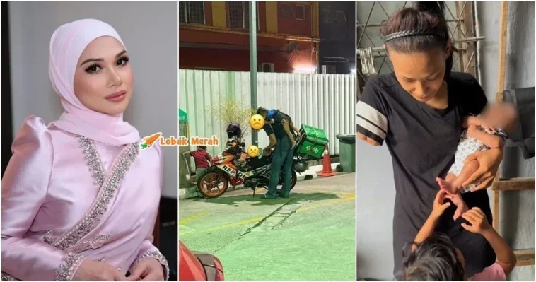 anzalna abang rider tukar lampin anak atas motor