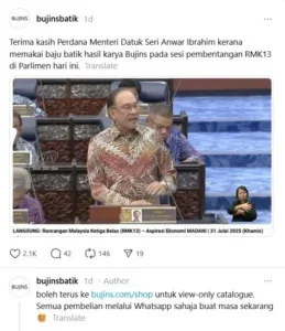 bujins batik kelantan