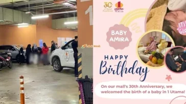 ibu hamil bersalin di parkir 1 Utama