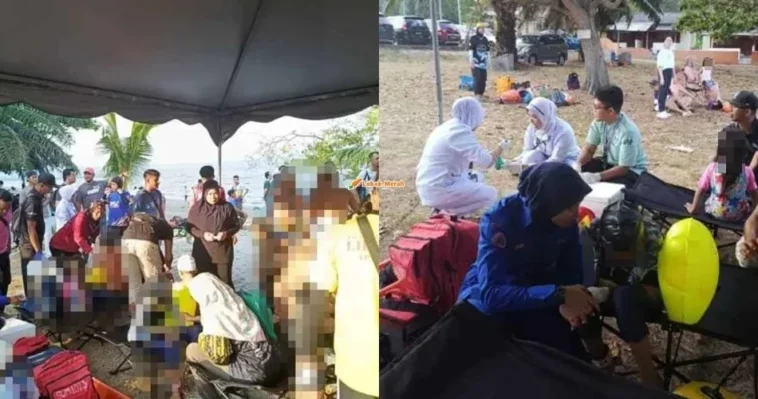 peserta acara renang laut di teluk senangin disengat obor obor
