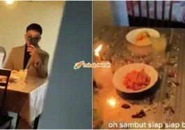 sambut anniversary suami surprise dinner