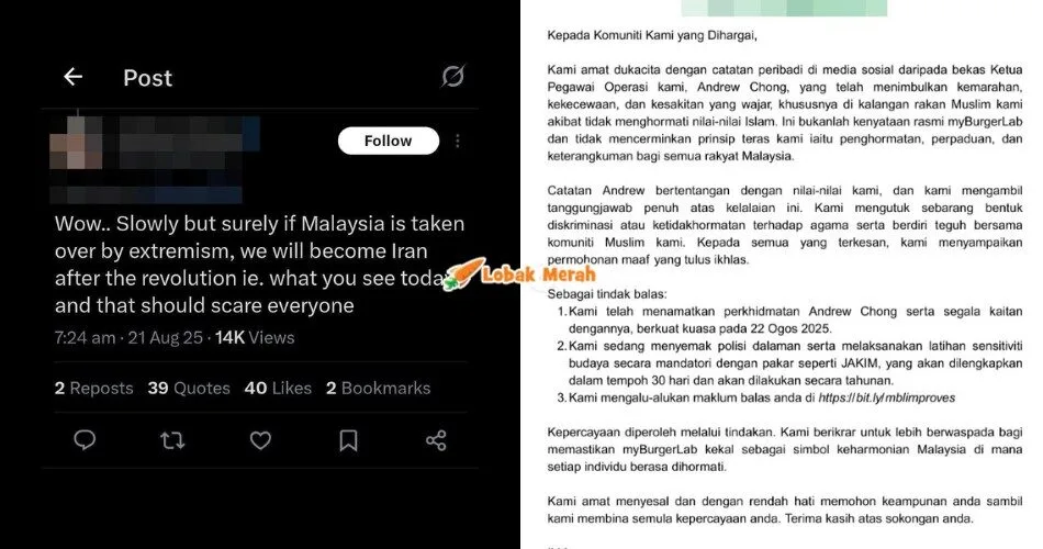 Buat Kenyataan ‘Malaysia Bakal Jadi Iran’, COO Restoran Burger Mohon Maaf