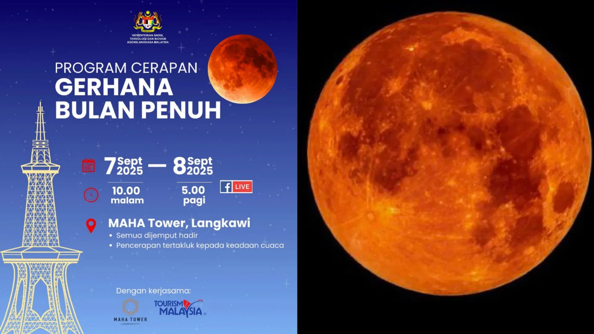 Fenomena Rare! Gerhana Bulan Penuh ‘Blood Moon’ Boleh Disaksikan Di Malaysia Malam Ini!