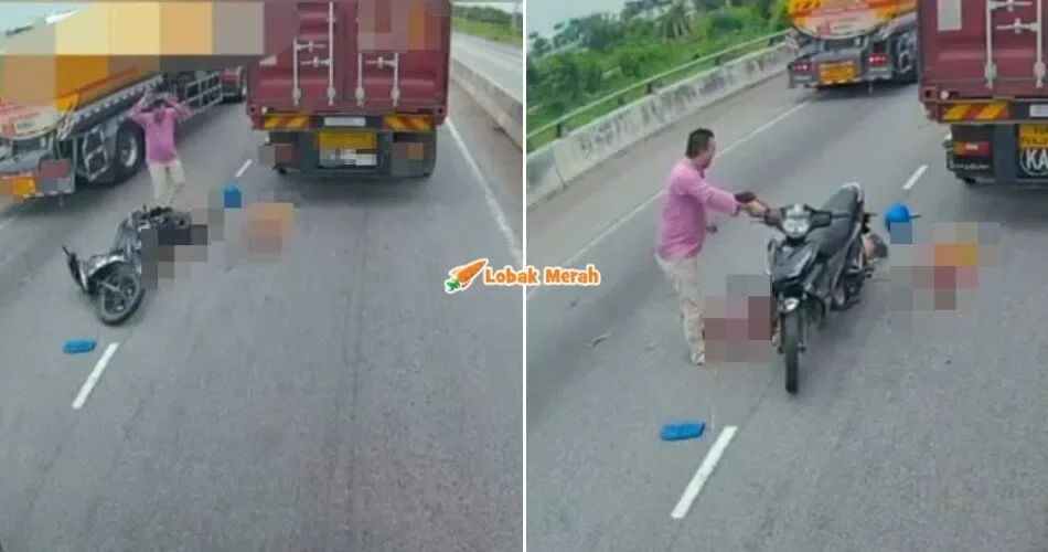 Wanita Ma*t Dalam Kemalangan, Suami & Anak Meraung Lihat Jasad Ibu Dig*lis Treler