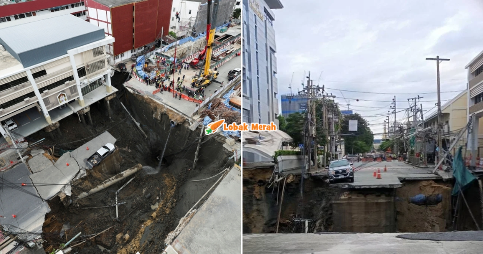 ‘Sinkhole’ Sedalam 50 Meter Gemparkan Bangkok, Penduduk Sekitar Dipindahkan & Bangunan Dikosongkan