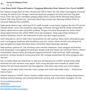 tunggang motosikal sendirian daftar universiti
