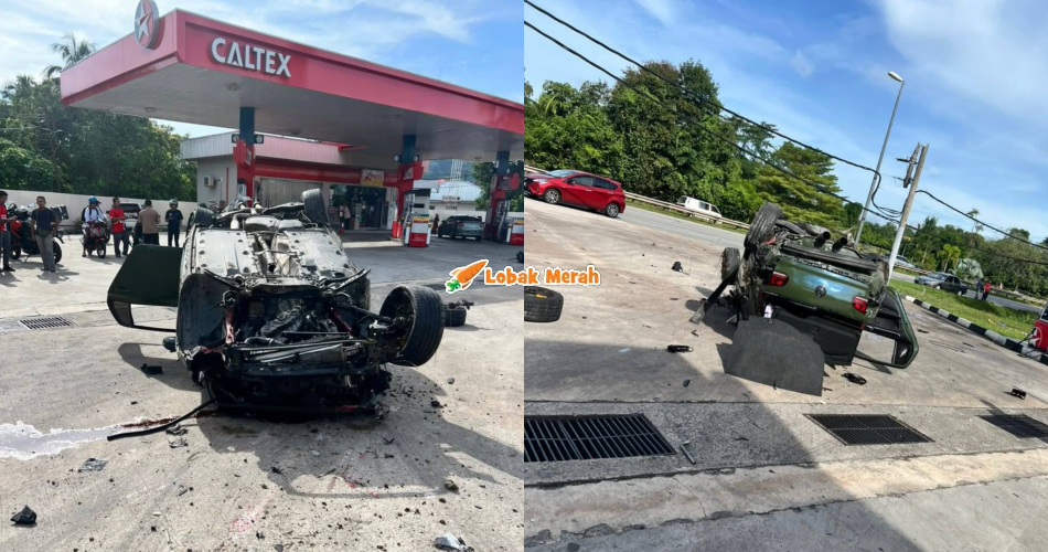 Tak Sempat Elak Motosikal Tiba-tiba Tukar Arah, Suami Isteri Patah Tulang, Kereta Dipandu Terbabas