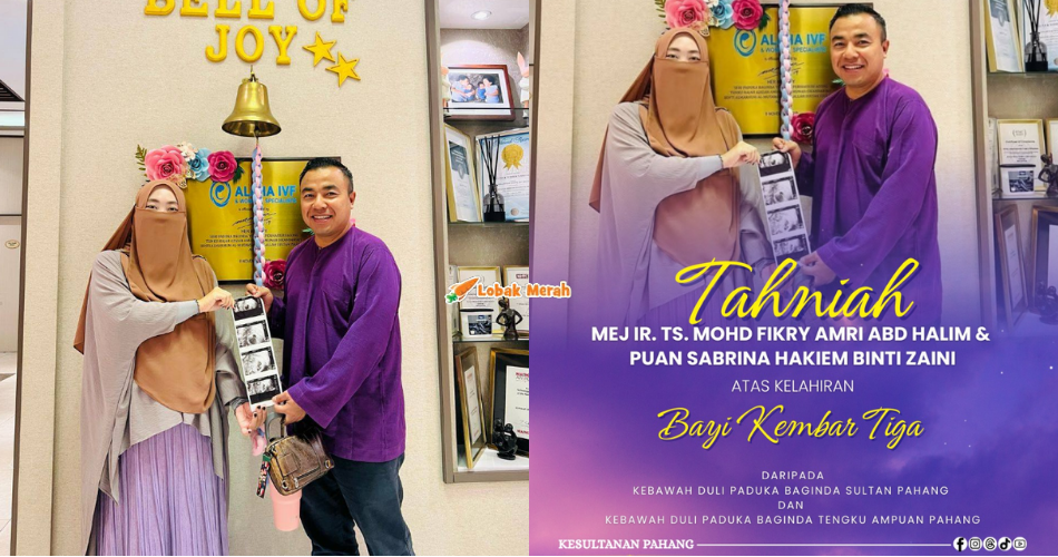 Sultan Pahang Dan Tengku Ampuan Pahang Zahir Ucapan Tahniah Atas Kelahiran Bayi Kembar 3 Mejar Mohd Fikry & Isteri