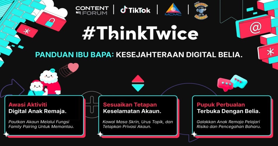TikTok, Content Forum dan MCMC Bekerjasama Melancarkan Panduan #ThinkTwice Ibu Bapa demi Menjamin Kesejahteraan Digital Remaja