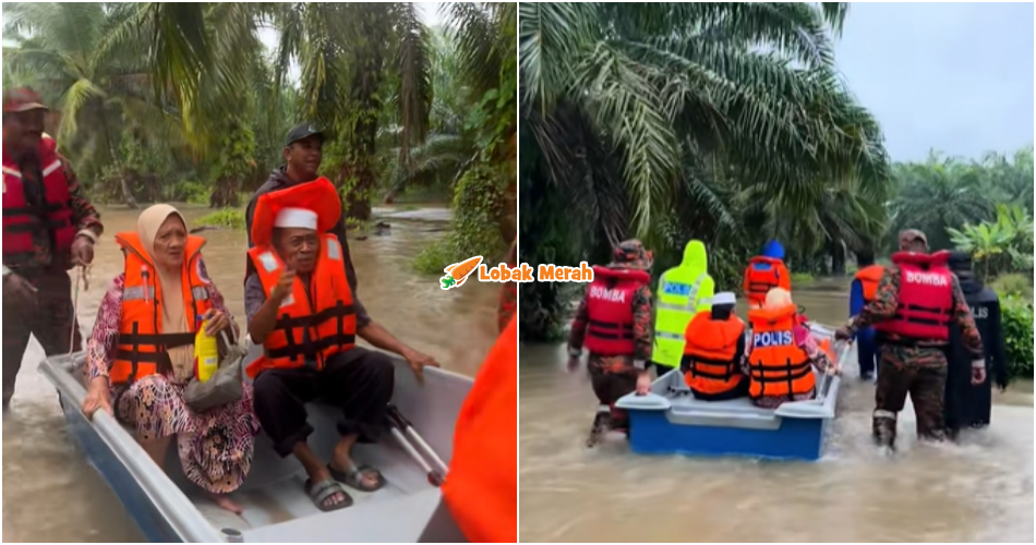 “Jenuh memujuk” – Gelagat Pasangan Warga Emas Ketika Musim Banjir Cuit Hati Ramai