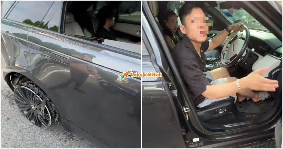 Lelaki Pandu Kereta Dengan Tayar Belakang Hancur Tinggal Rim Ditahan Polis