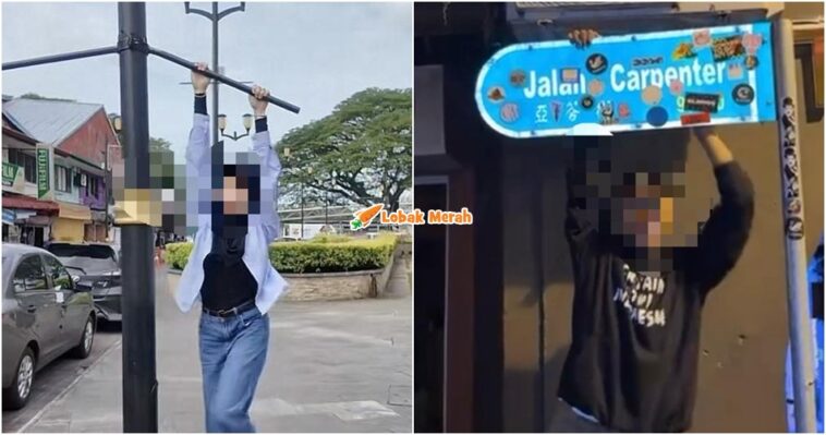 panjat papan tanda jalan DBKU