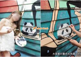 pelancong china lukis mural pulau pinang