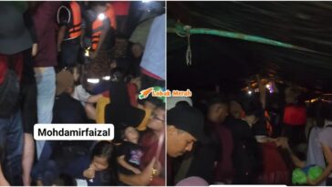 rakyat malaysia bersesak dalam lori banjir hatyai