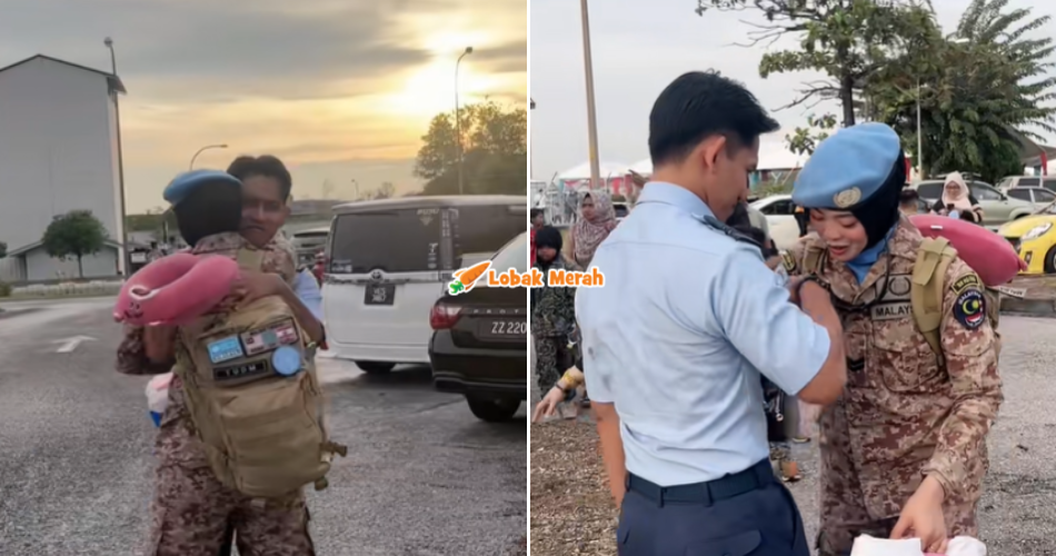 “Yang single jangan tengok” – Anggota Malbatt Peluk Suami Selepas Setahun Tak Jumpa