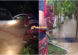 warga emas dihanyut redah banjir bersama anak