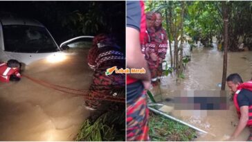 warga emas dihanyut redah banjir bersama anak