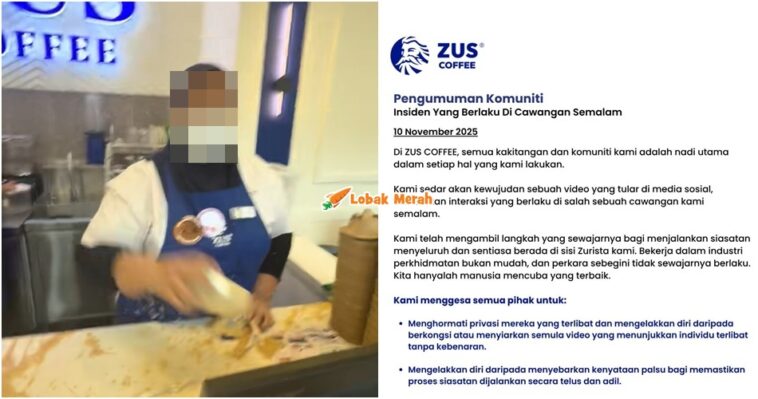 zus coffee video barista disimbah air