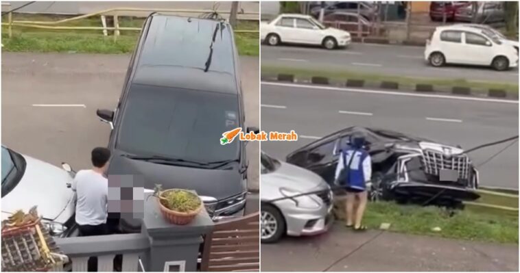 alphard langgar motosikal terbabas dalam longkang