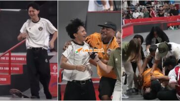 atlet skateborad indonesia dipeluk jurulatih malaysia