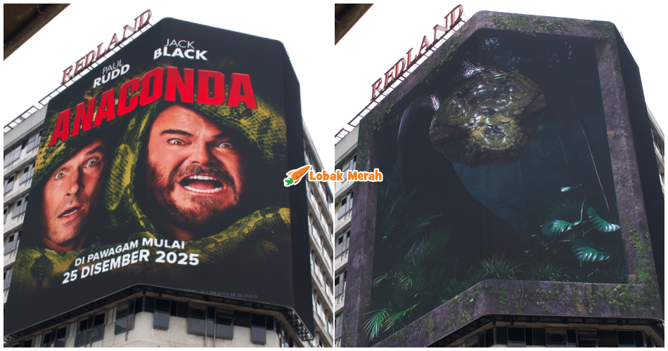 Anaconda Gergasi Tiba-Tiba ‘Keluar’ Dari Skrin LED Di Bukit Bintang Buat Ramai Terkejut, Rupanya…