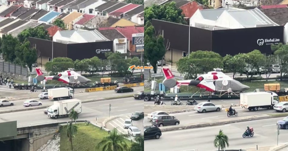 Didakwa Halang Laluan Di Jalan Raya, Polis Siasat Treler Tular Bawa Helikopter