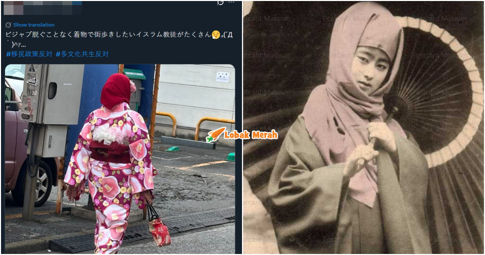 pakai hijab dengan kimono