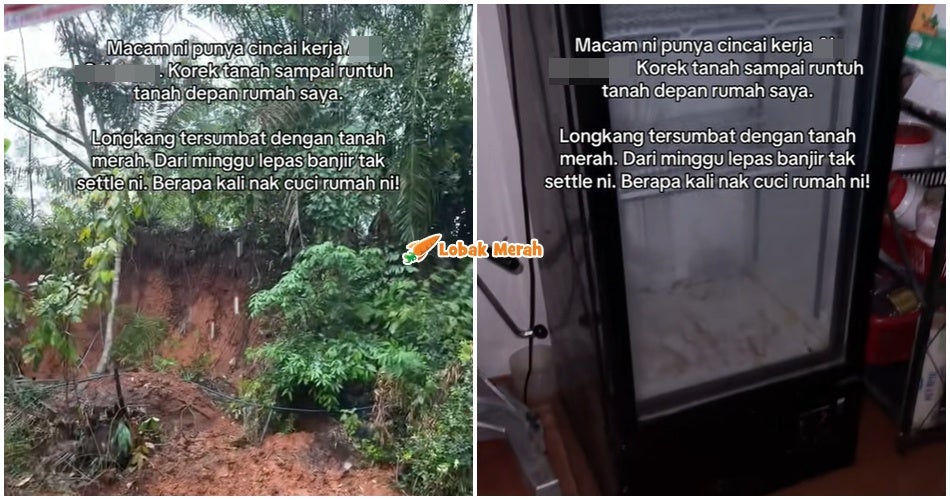 Wanita Bengang Dakwa Syarikat Penyedia Perkhidmatan Air Buat Kerja Cincai, Sampai Tanah Runtuh Depan Rumah