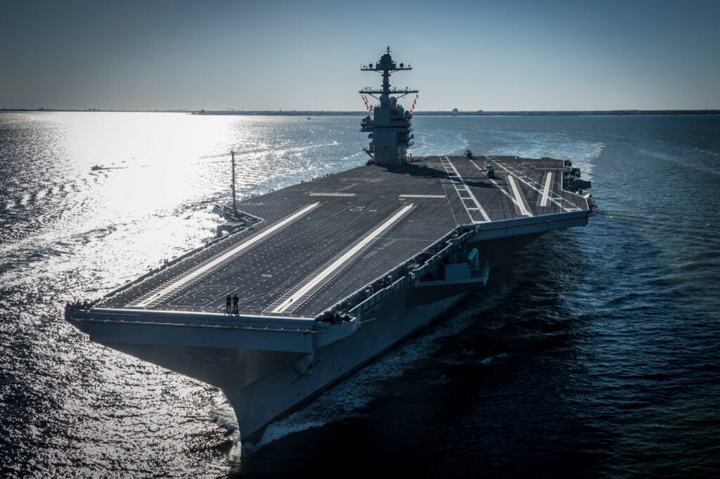 Bow View Of Uss Gerald R. Ford Cvn 78 Underway On 8 April 2017