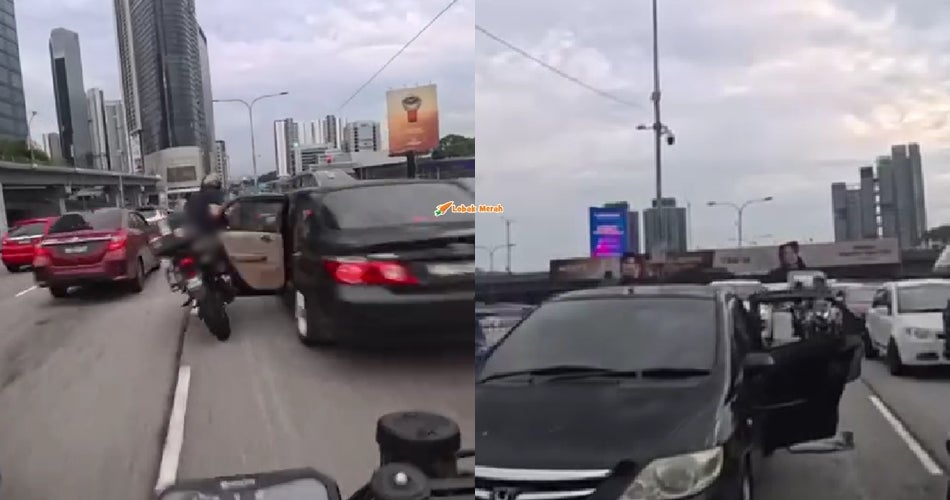 Penunggang Motosikal Terlibat Kemalangan Gara-gara Pintu Kereta Tiba-Tiba Dibuka Di Jalan Raya