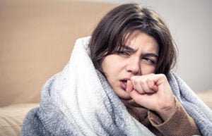Sick Young Woman Is Coughing Wrapped Blanket 169016 17562
