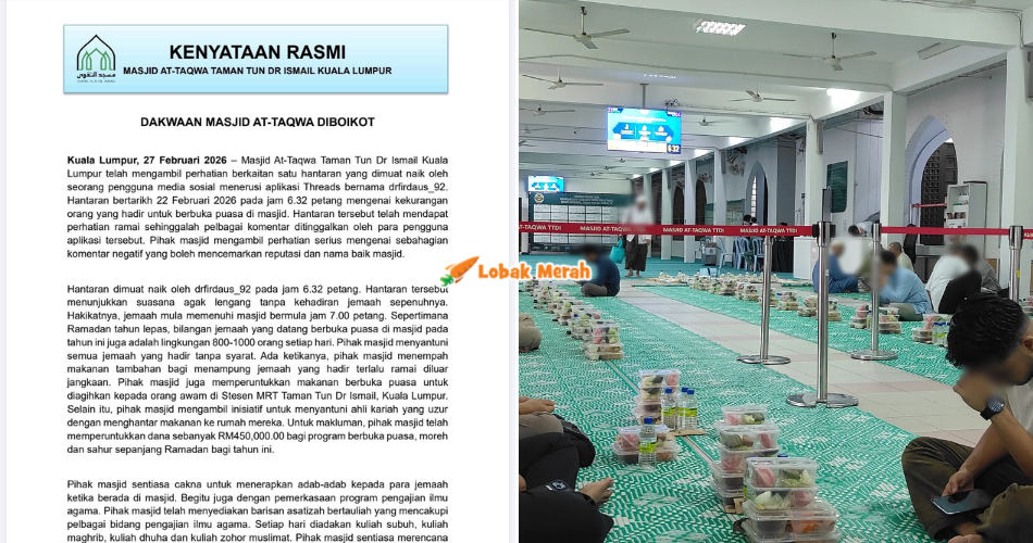 Viral Masjid At-Taqwa Didakwa Diboikot, Pihak Masjid Tampil Jelaskan Situasi Sebenar