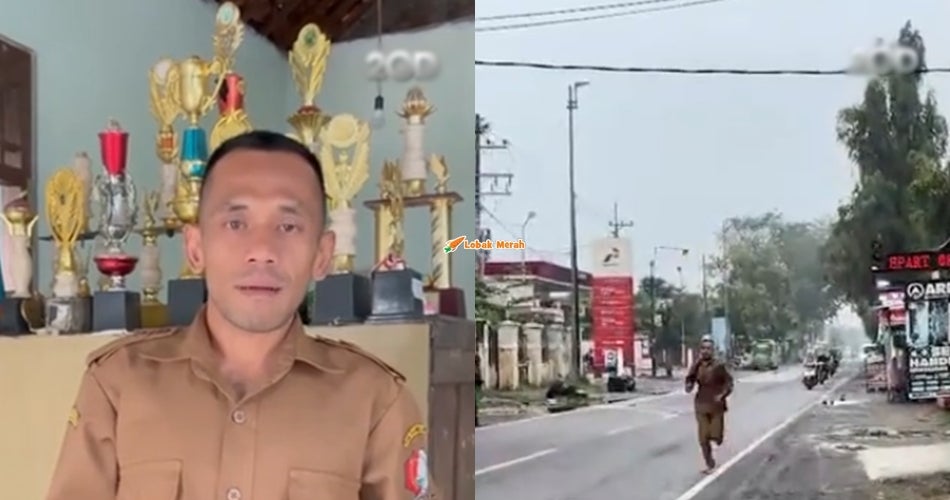 Sahut Seruan Kerajaan Untuk Jimat Minyak, Seorang Guru Di Indonesia Berlari Untuk Ke Sekolah